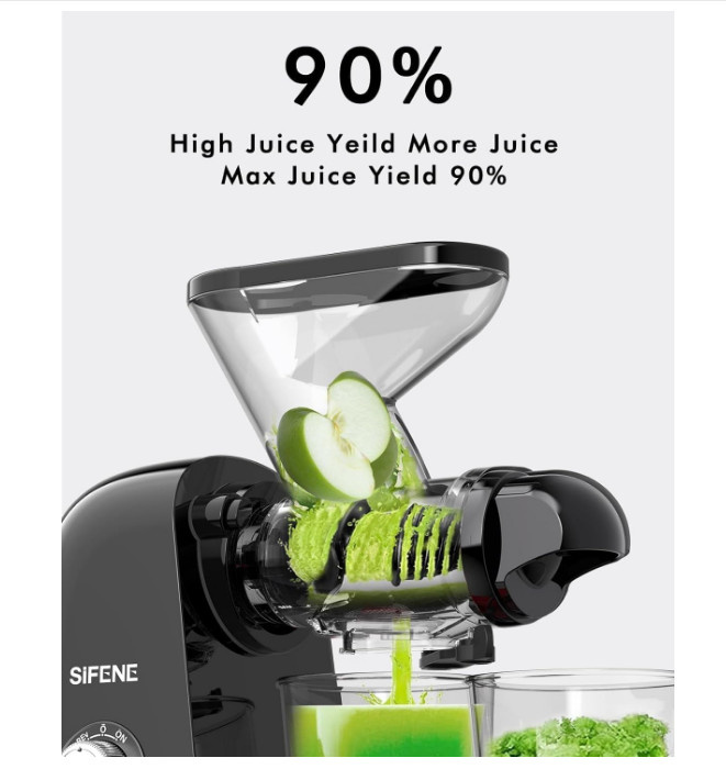 SiFENE Cold Press Juicer Machine, Compact Single Serve Slow Masticating Juicer..
