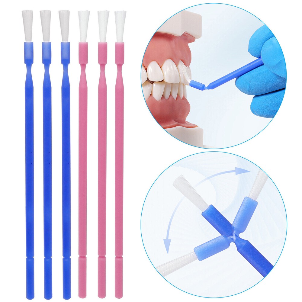 10 Packs Dental Disposable Bendable Tip Flat End Micro Applicators Brushes Blue