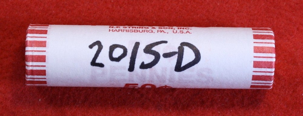 2015-D Lincoln Shield Cent Penny 50 Coin roll UNC