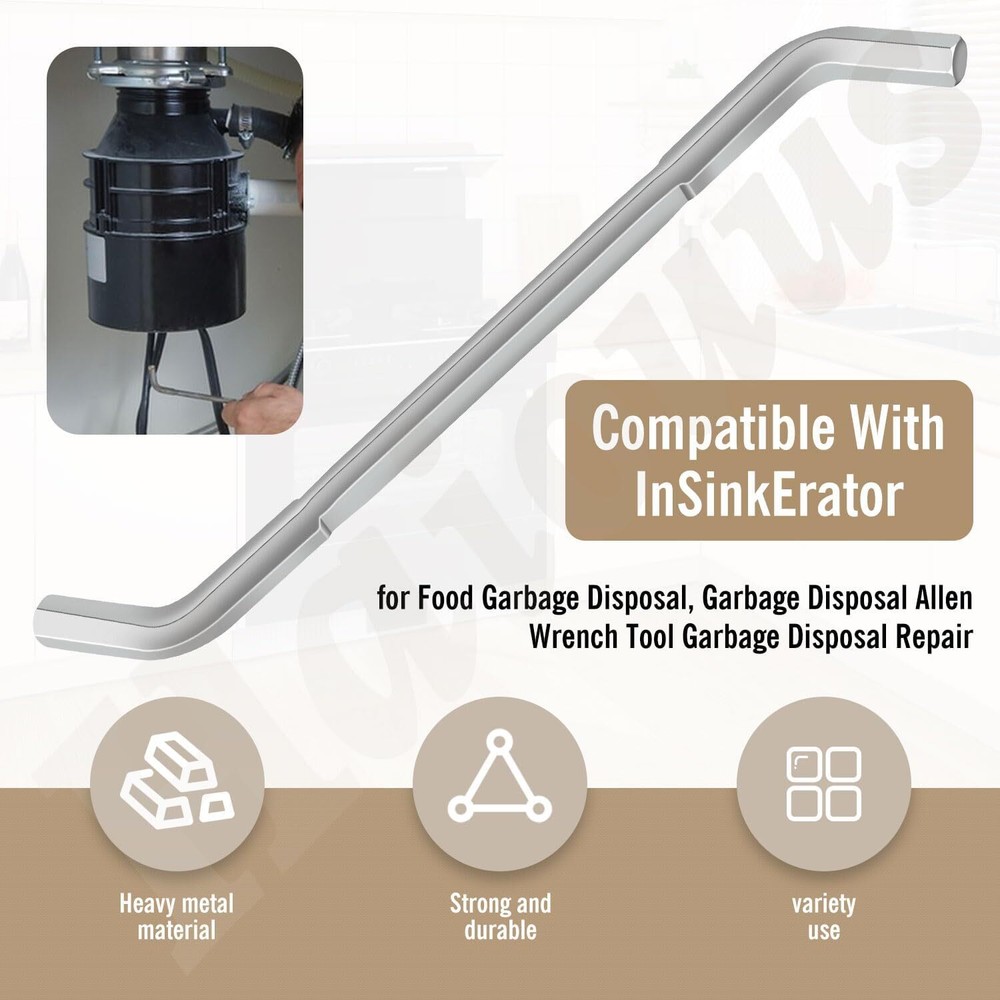 Garbage Disposal Wrench, Allen Wrench Tool Compatible Silver