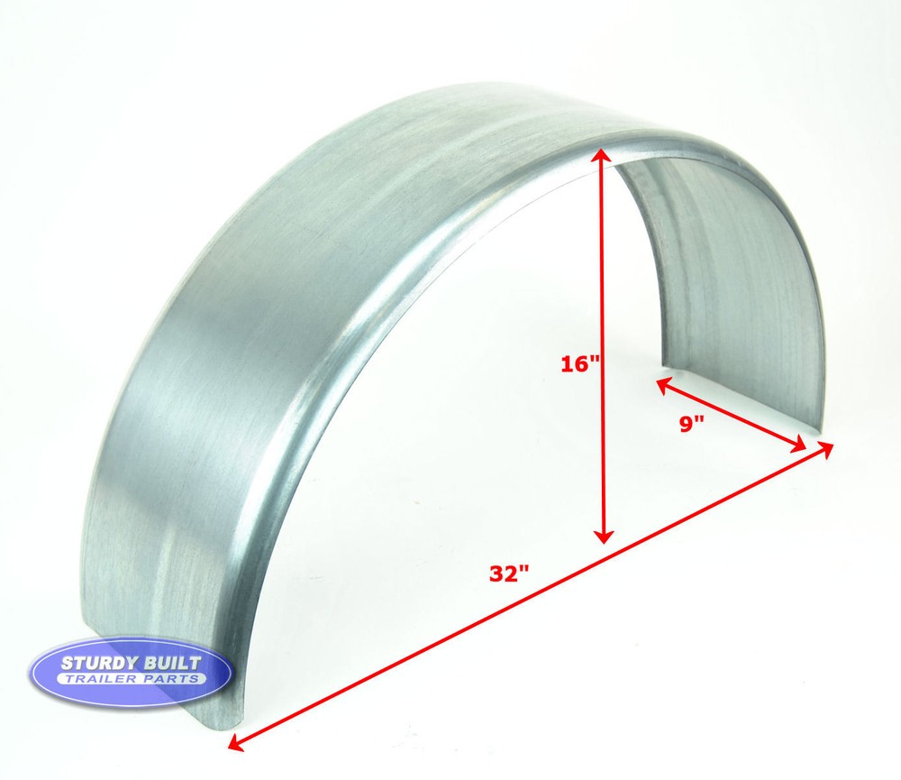 Galvanized Steel Boat Trailer Fender Single Axle 9" x 32" x 16"