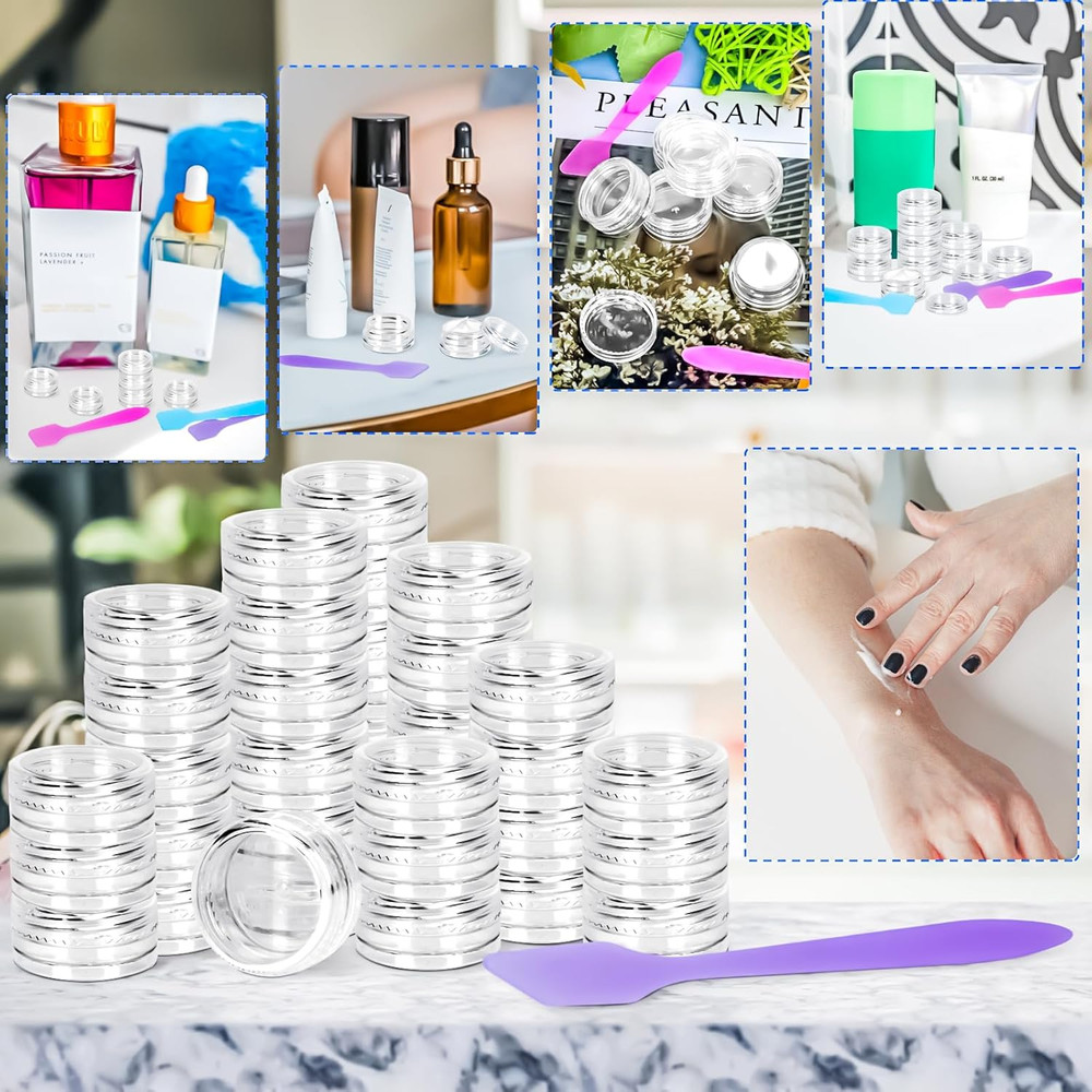 100 Pcs 3G Empty Plastic Containers with Lids,Tiny Makeup Sample Containers Smal