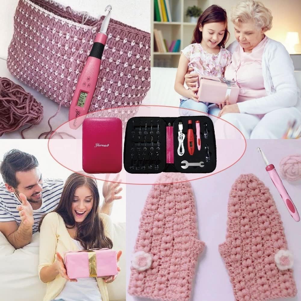 17 Size Crochet Hooks Set with Light & Counter