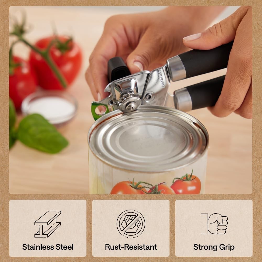 Oversized Handheld Can Opener with Soft Touch Handles and Rust Free Blade