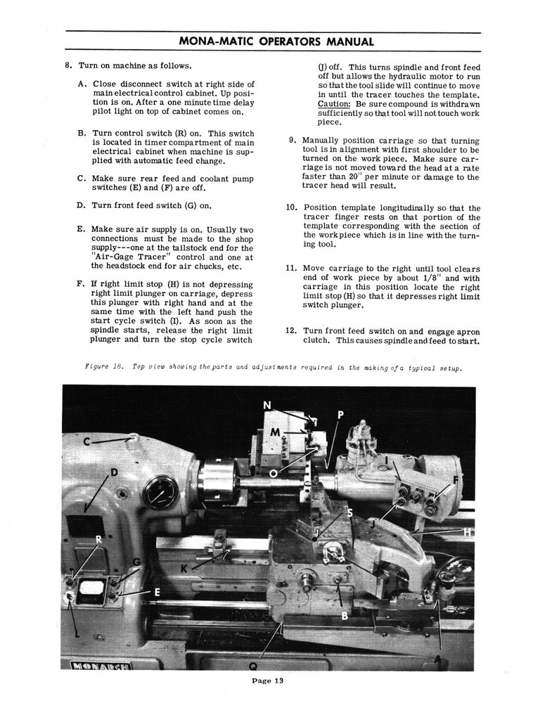 Monarch Mona-Matic Lathe Operators Manual *580
