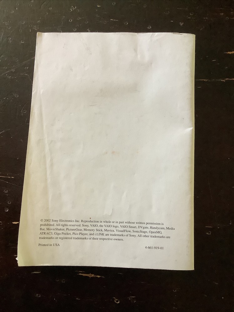 2 Sony VAIO Notebook Quick Start & Notes on Use PCG-R505 Series Computer manuals