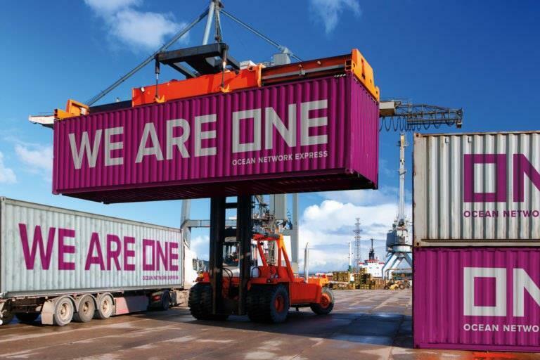 WE ARE ONE Ocean Network Express 40' Intermodal Container Pink & White N Scale
