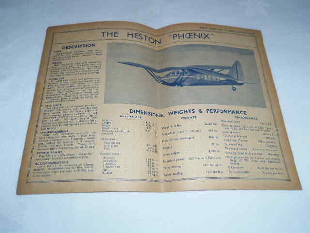 Vintage Aero Engineering Data Sheets - Choice of Aircraft - Good Condition