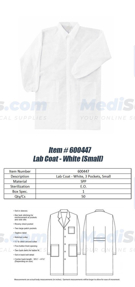 Lab Coat - White (3 Pockets)