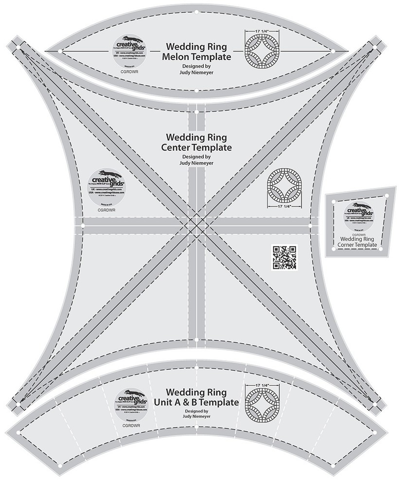 Creative Grids Double Wedding Ring Template Sewing and Quilting Ruler Set