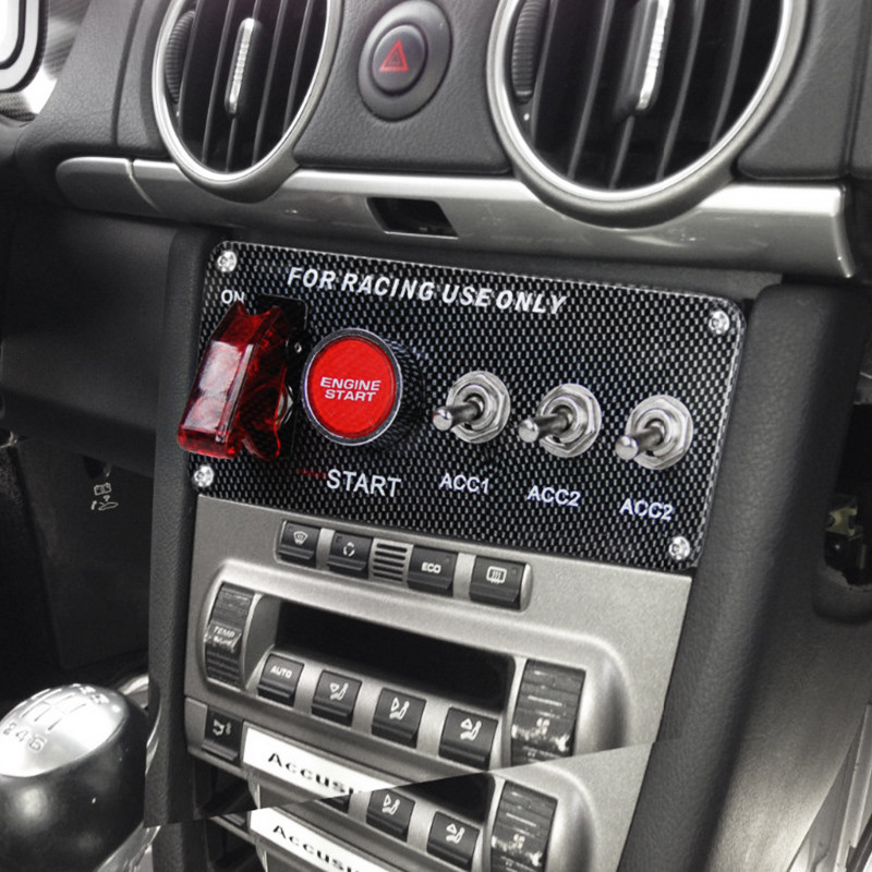 Car Racing Carbon Fiber Panel Modification Ignition Start Buttons Toggle Button