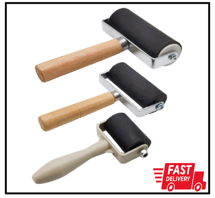 3 Pack Rubber Brayer Roller Hard Rubber Vinyl Roller for Printmaking Wallpapers