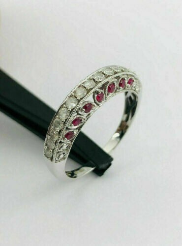 Art Deco 2.70Ct Lab-Created Diamond & Ruby Vintage Style Wedding Ring 925 Silver