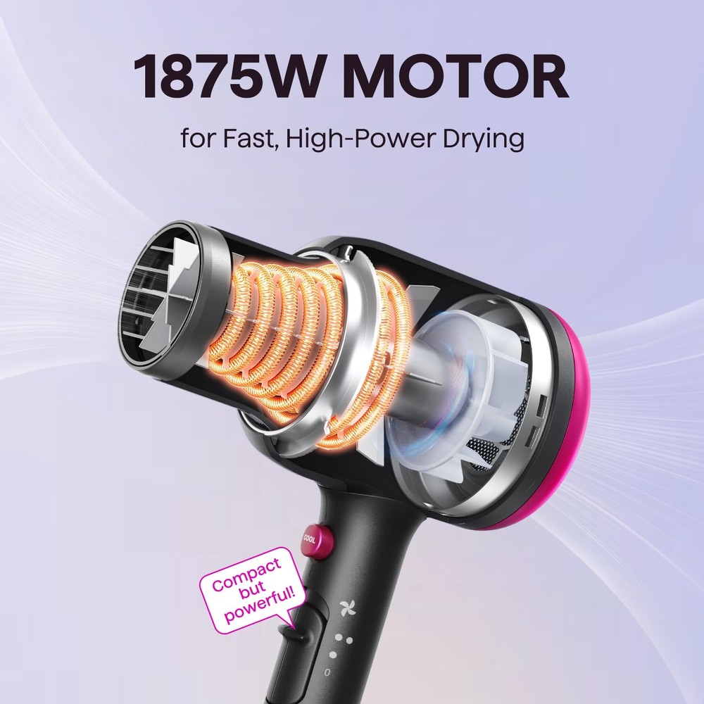 Hair Dryer with 600 g, Elegant Matte Black (Comb+diffuser+nozzle)