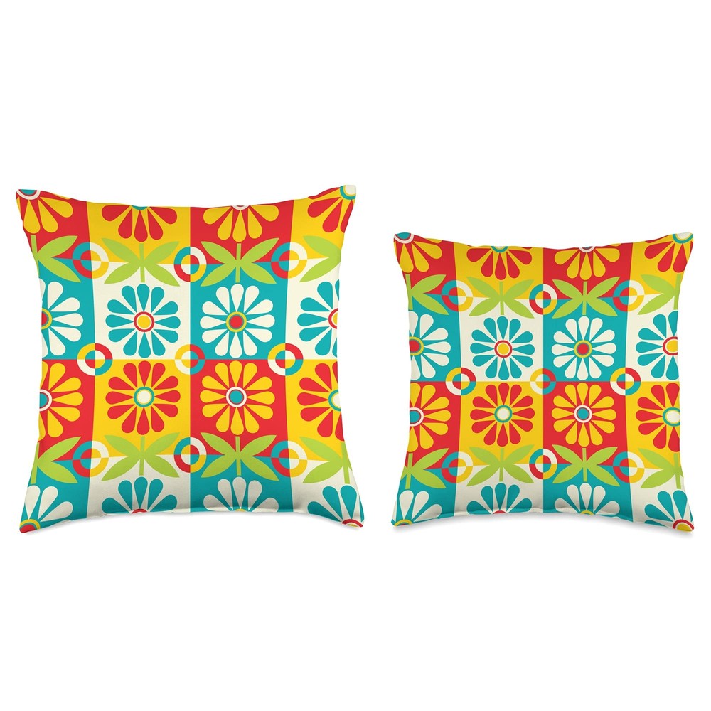 Bright & Sunny Daisy Throw Pillow 16x16 Multicolor