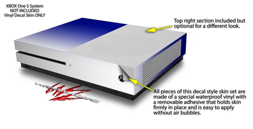 Skin XBOX One S Console Controller Smooth Fades White Blue