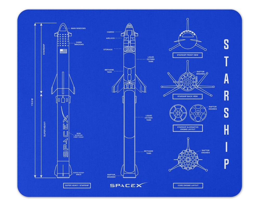 Starship Blueprint Mousepad 1/4 Thick