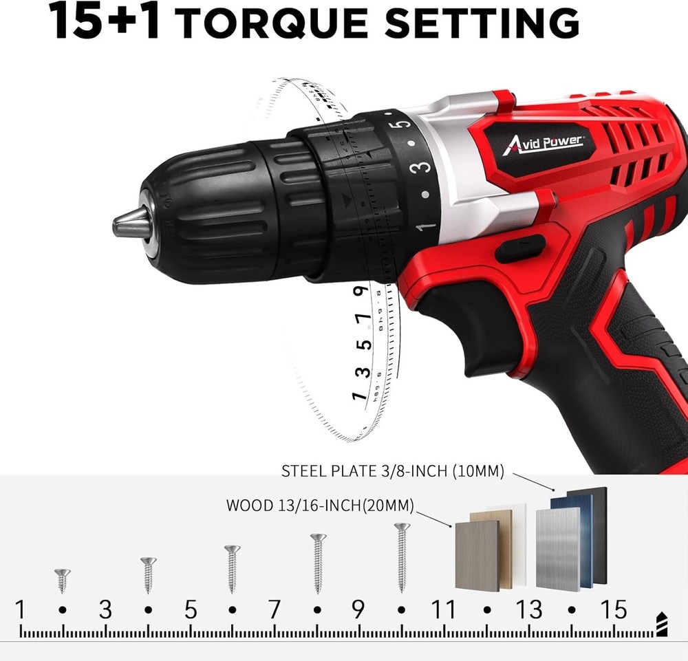 Lightweight 20V Cordless Drill with Variable Speed & LED Light - Complete Set