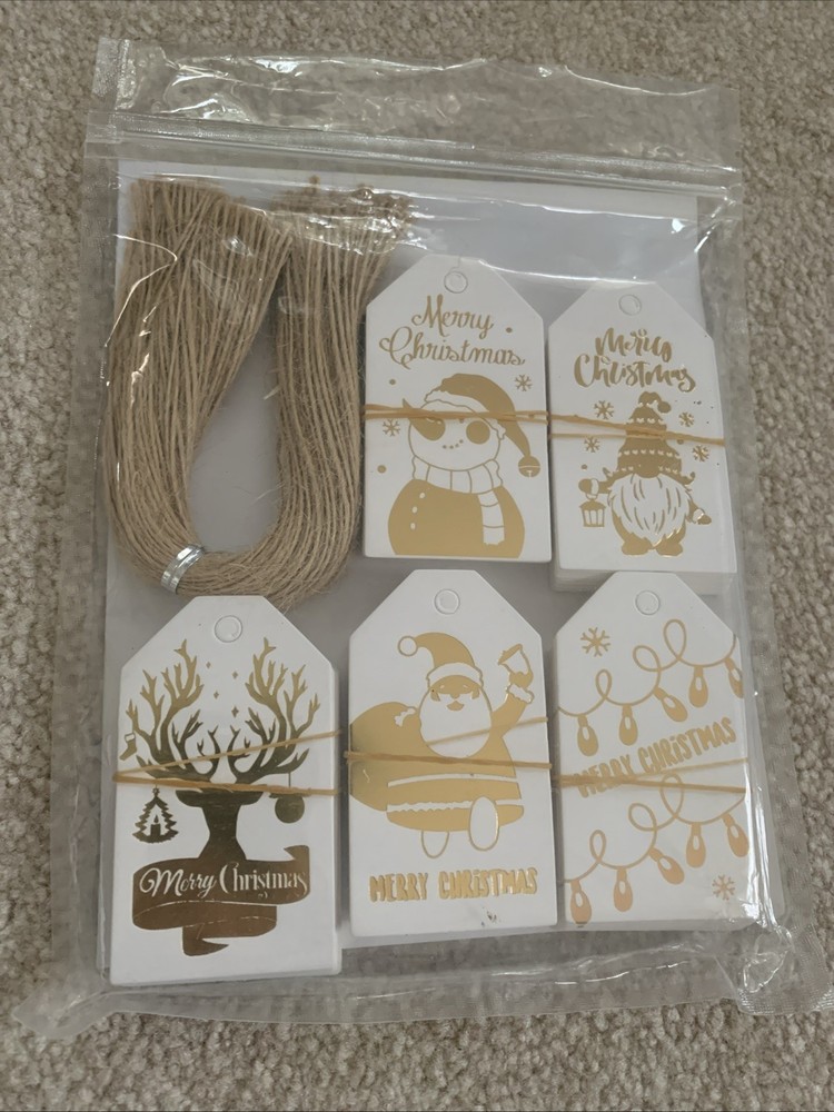 Christmas Gift Tags White/Gold 120pcs New