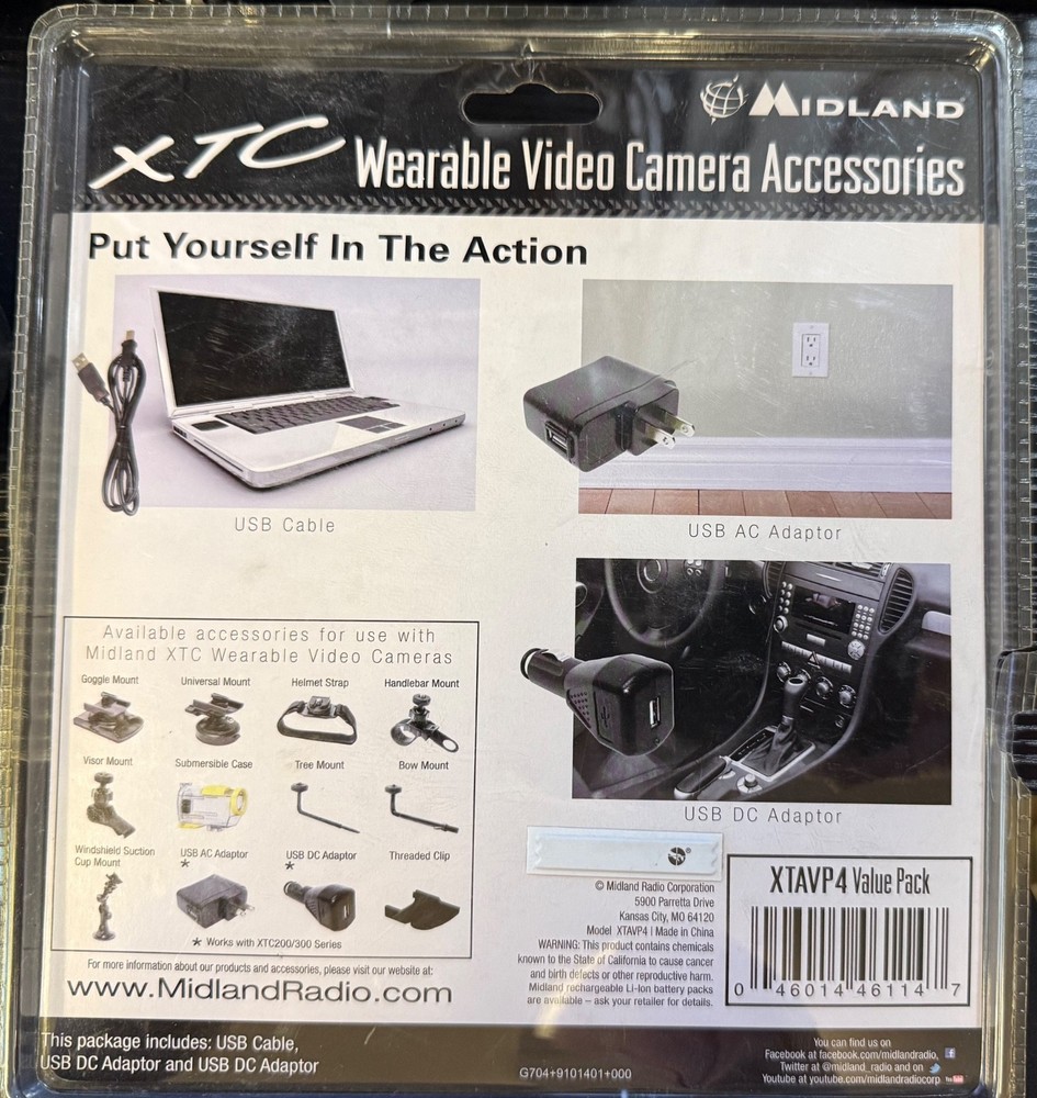 Midland "XTC Wearable Video Camera Accessories" (XTAVP4 Value Pack)