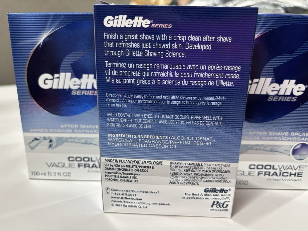 6 Pack (3.3oz each) Gillette Series After Shave Splash Cool Wave Crisp