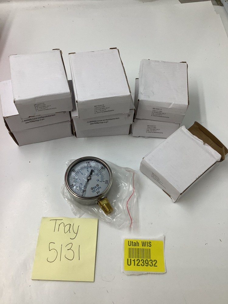 (QTY 9) Manometer Multiple Function 200 PSI Air Compressor 1/4" NPT Bottom Mount