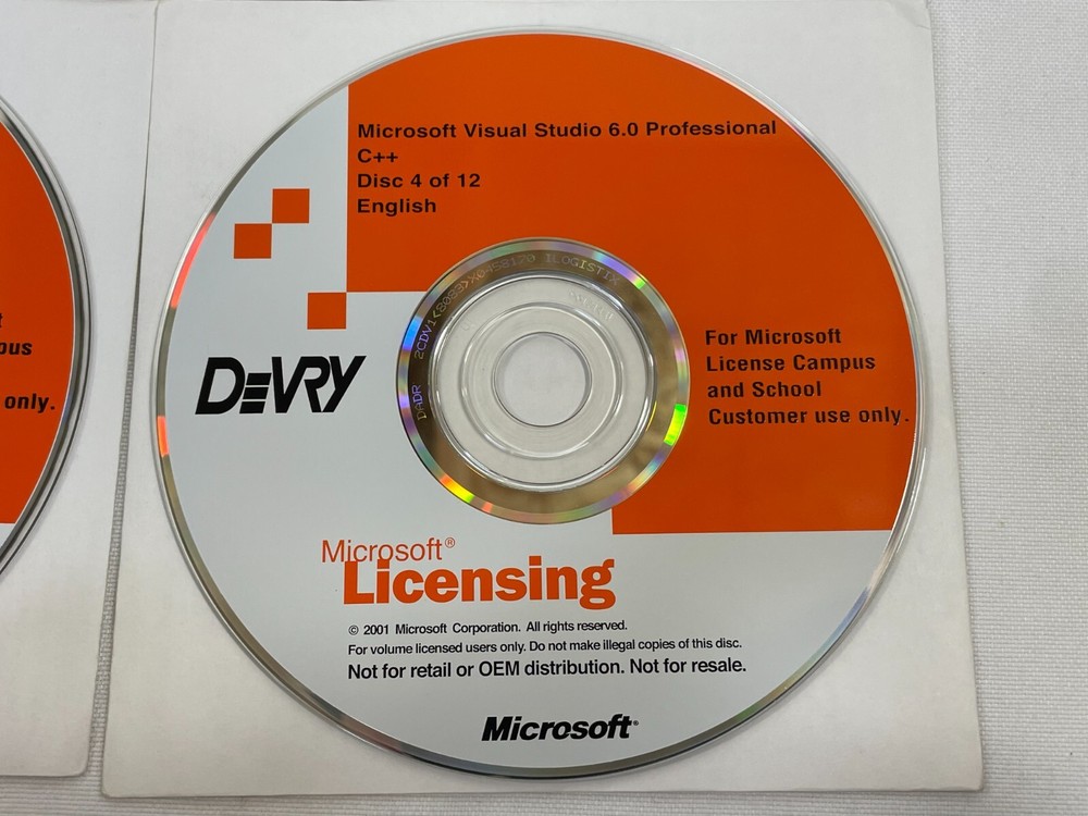 Microsoft DeVry Visual Studio 6.0 Professional 12-Disc Complete Set Software CD