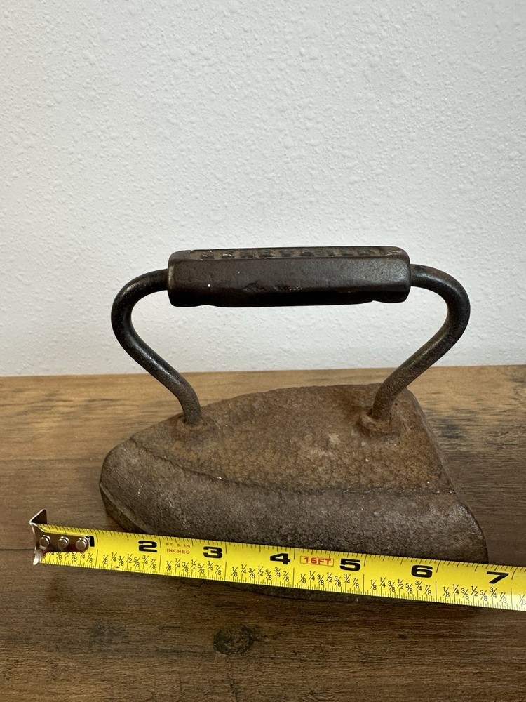Antique CHEVALLI Cast Iron Sad Iron Primitive Laundry Tool