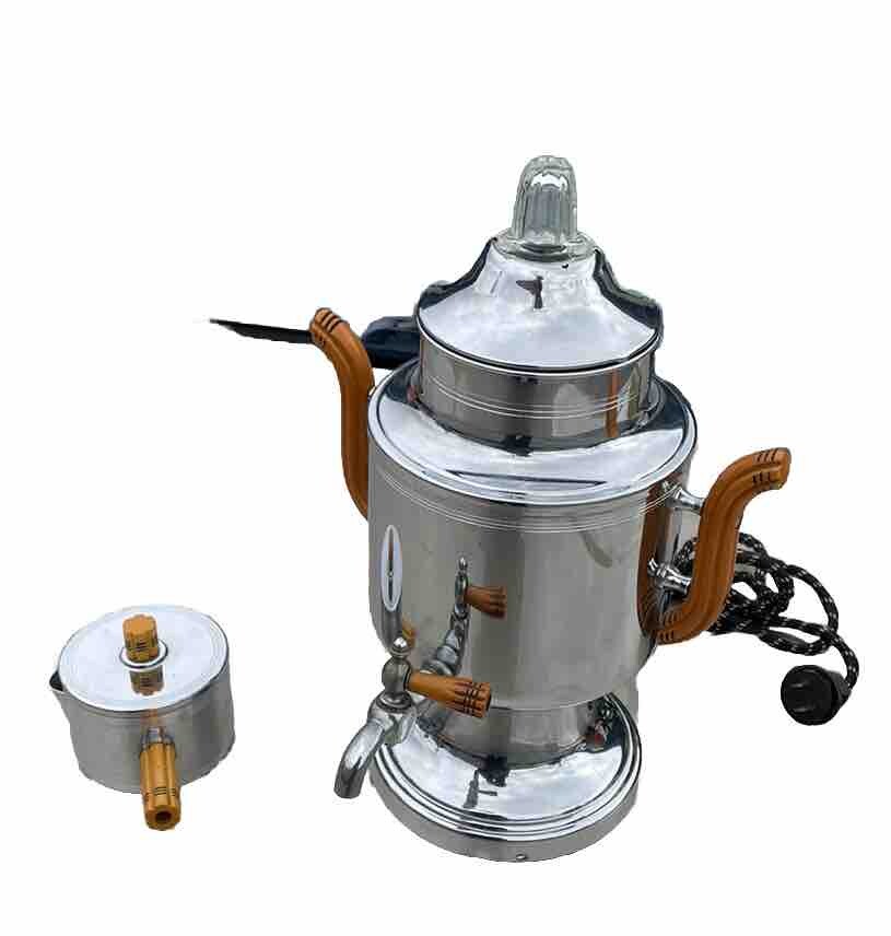 Art Deco No 96 Farberware Chrome Percolator Coffee Maker Set Bakelite