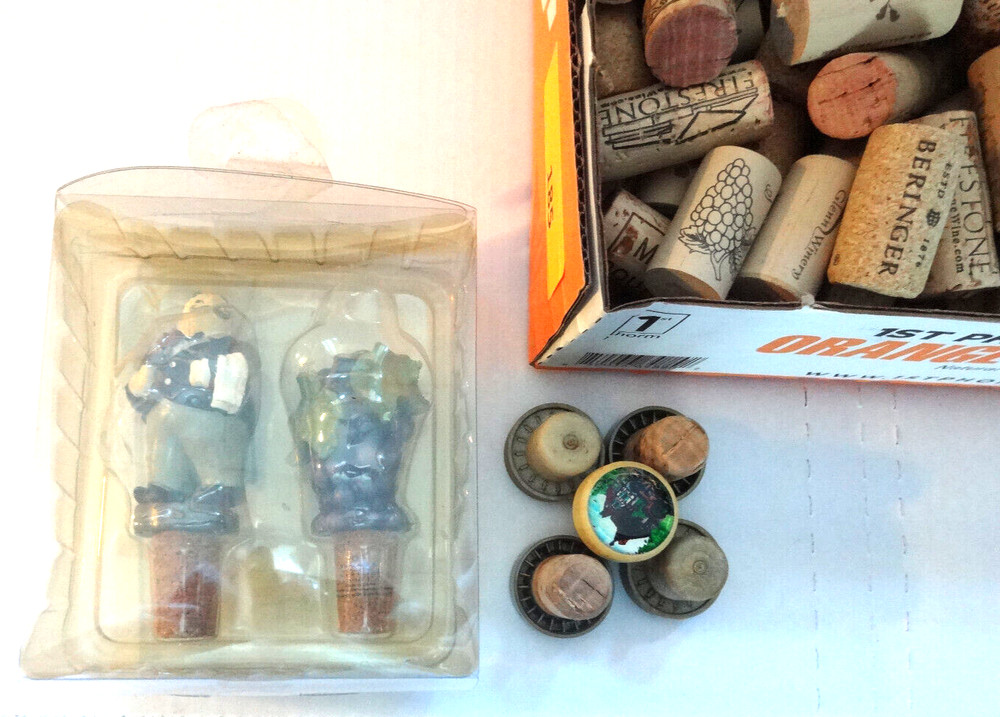 Wine Bottle Corks + New 2 Bottle Stoppers Over 200 Corks