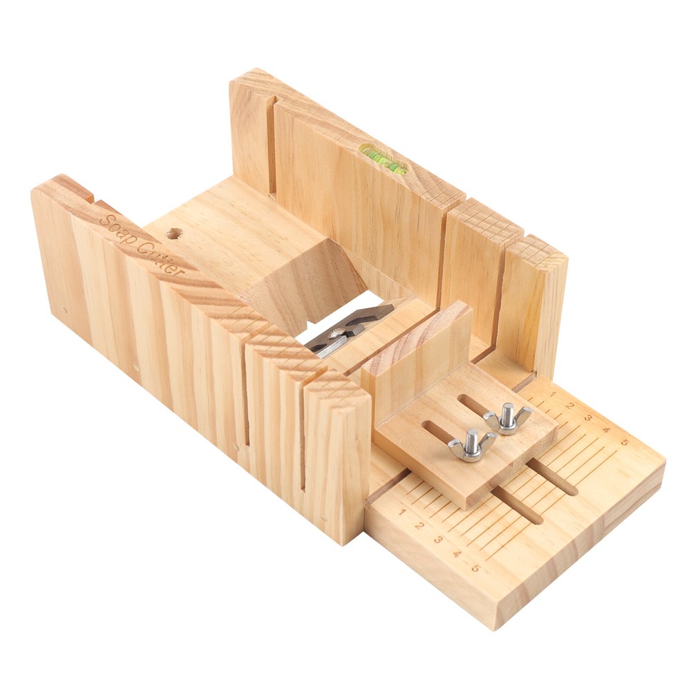 3PCS Soap Making Tool Kit with Adjustable Wooden Cutter & Mold