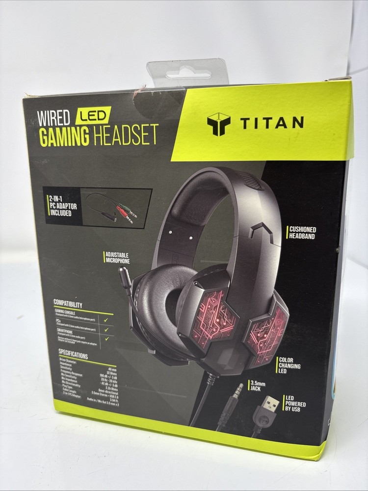 Titan Wired LED Gaming Headset Blue Light-up