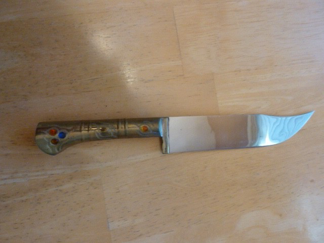 Middle Eastern Brass Dagger Knife Jeweled HANDLE Arabic Script