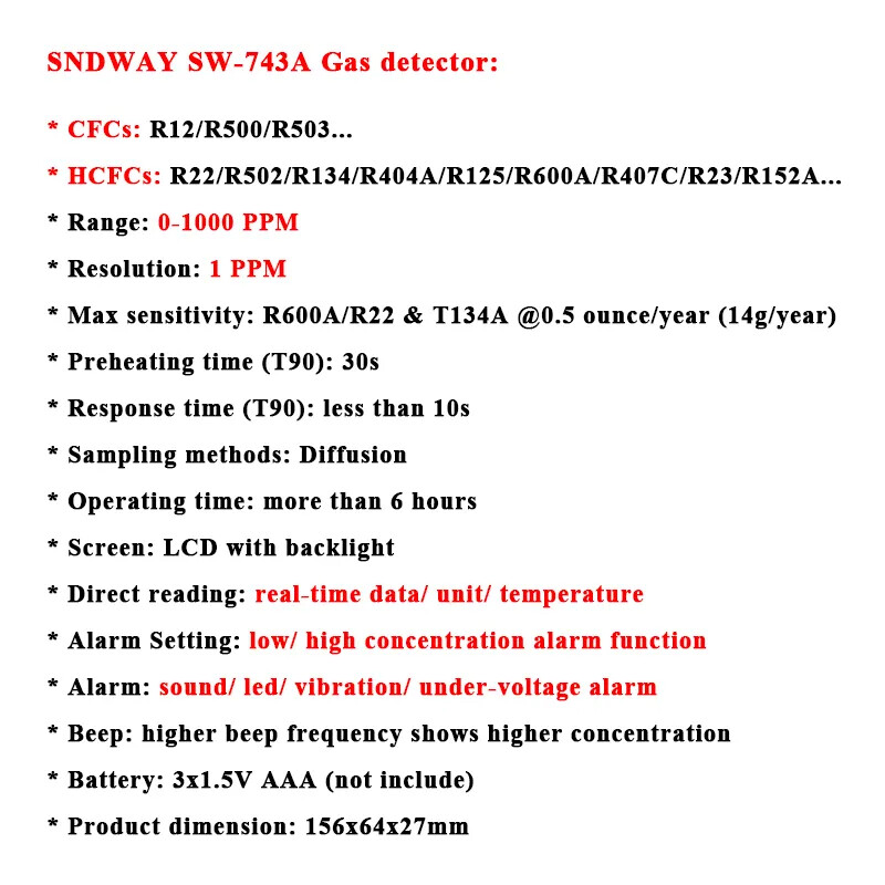 Digital Refrigerant Leak Detector Halogen Gas Tester for HVAC Systems