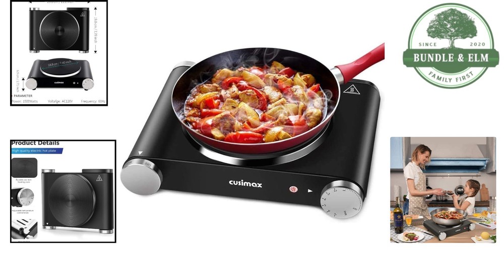 Portable 1500W Cast Iron Electric Hot Plate with Adjustable Temperature Control