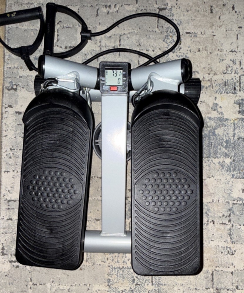 Mini Stepper with Resistance Bands, Digital Display, Step Counter, Compact