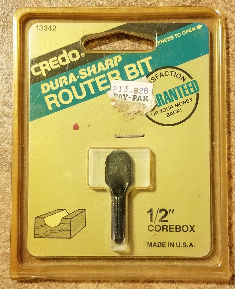 Credo Dura-Sharp Router Bit 13342 1/2" Corebox, 1/4" Shank