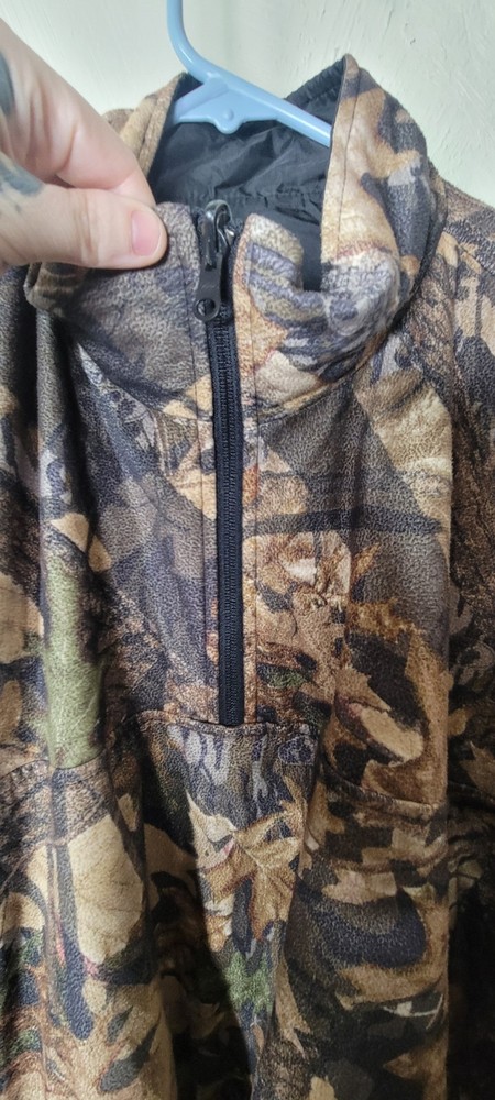 MOSSY OAK Camo Zip Jacket Size XL Adult pull over 1/4 zip Pull String Bottom