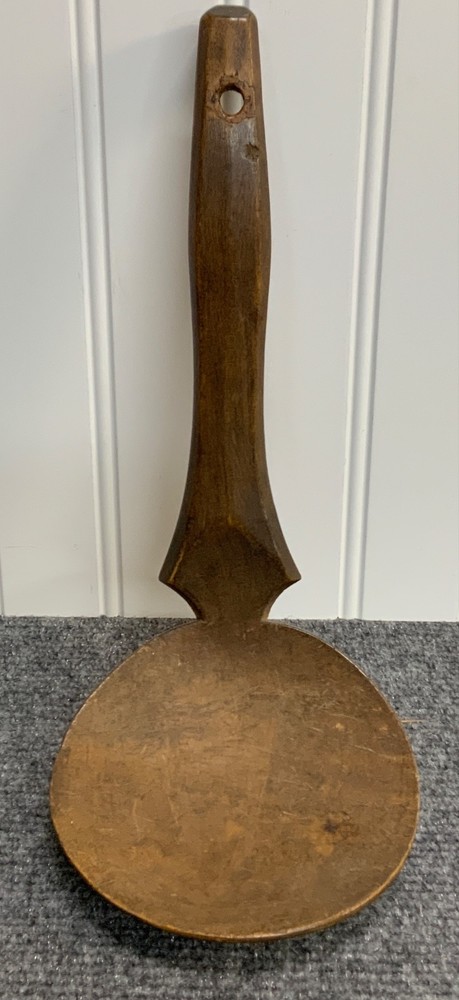 Early Maple Scoop with Unusually Carved Handle