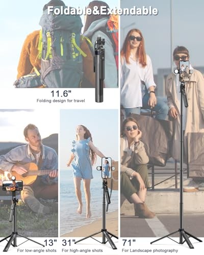 71" iPhone Tripod with Light - Lighted Tripod for iPhone