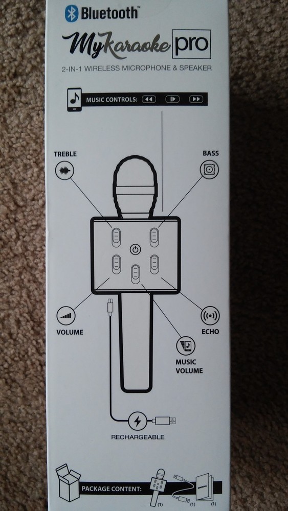 NIB 2-IN-1 My Karaoke Pro Bluetooth Wireless Microphone And Speaker 