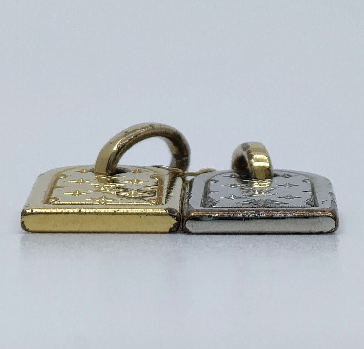 Authentic LOUIS VUITTON Monogram LV Initials miniature name tag Charm.