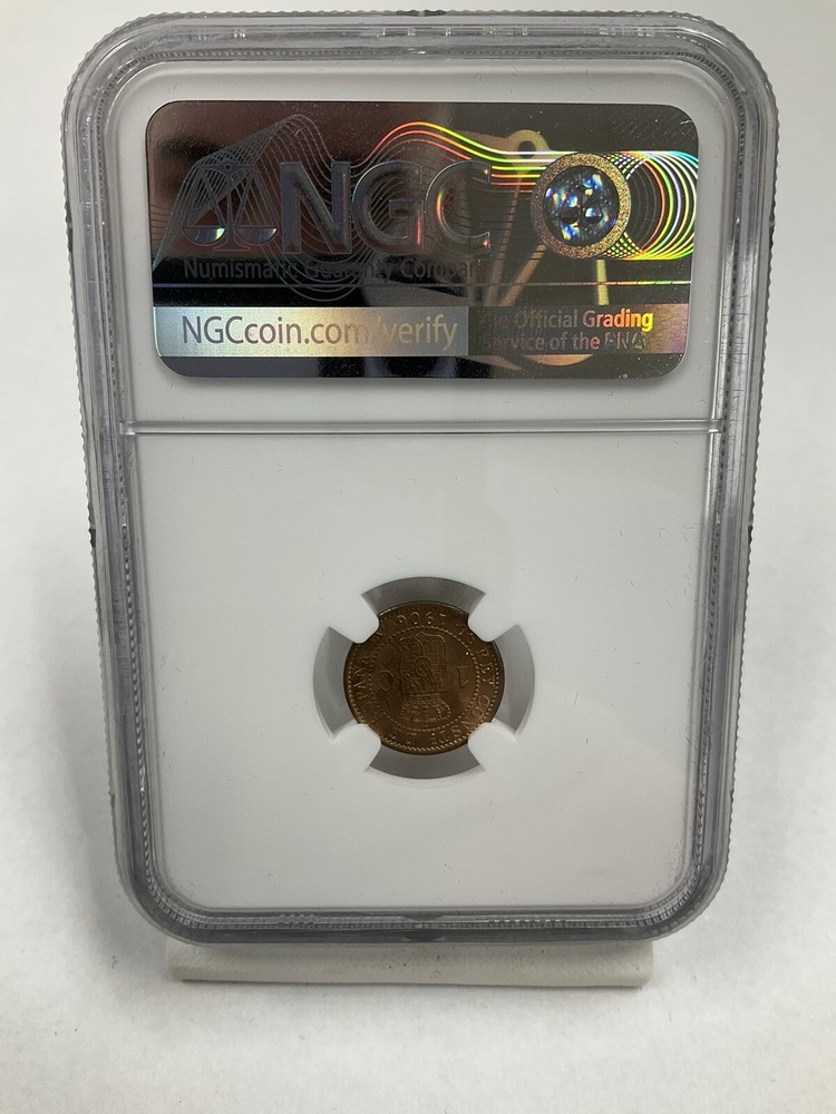 1906 (6) SLV Spain 1 Centimo NGC MS66 RD Pop 4