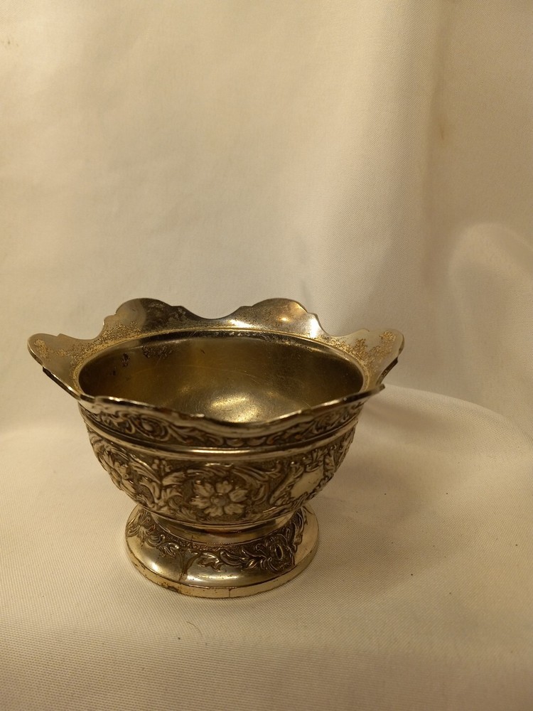 Silver Plate Bowl With Damage Has Mark But Cant Identify