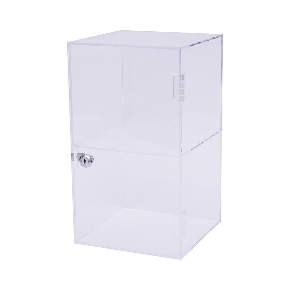2-Layer Acrylic Display Case with Security Lock for Collectibles and Merchandise