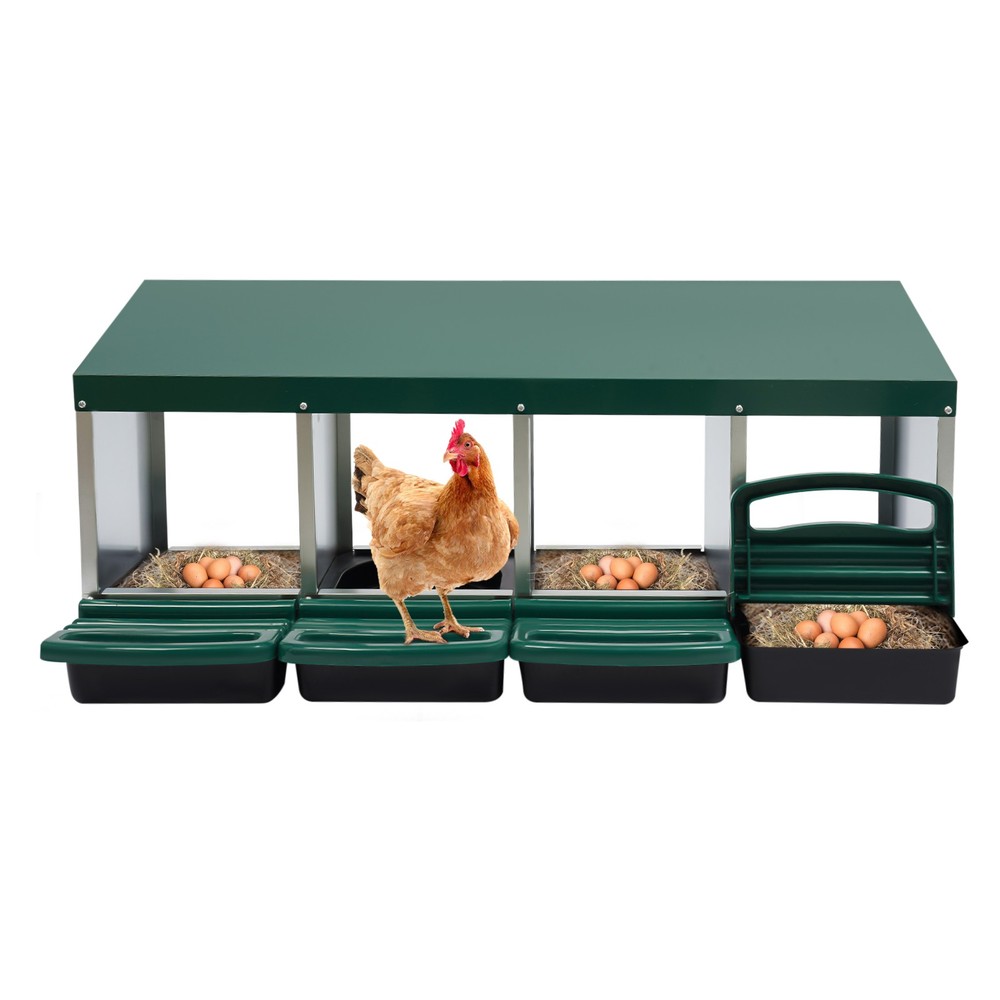 4-grid Green Chicken Nesting Box Chicken Eggs Laying Box with Egg Storage PP