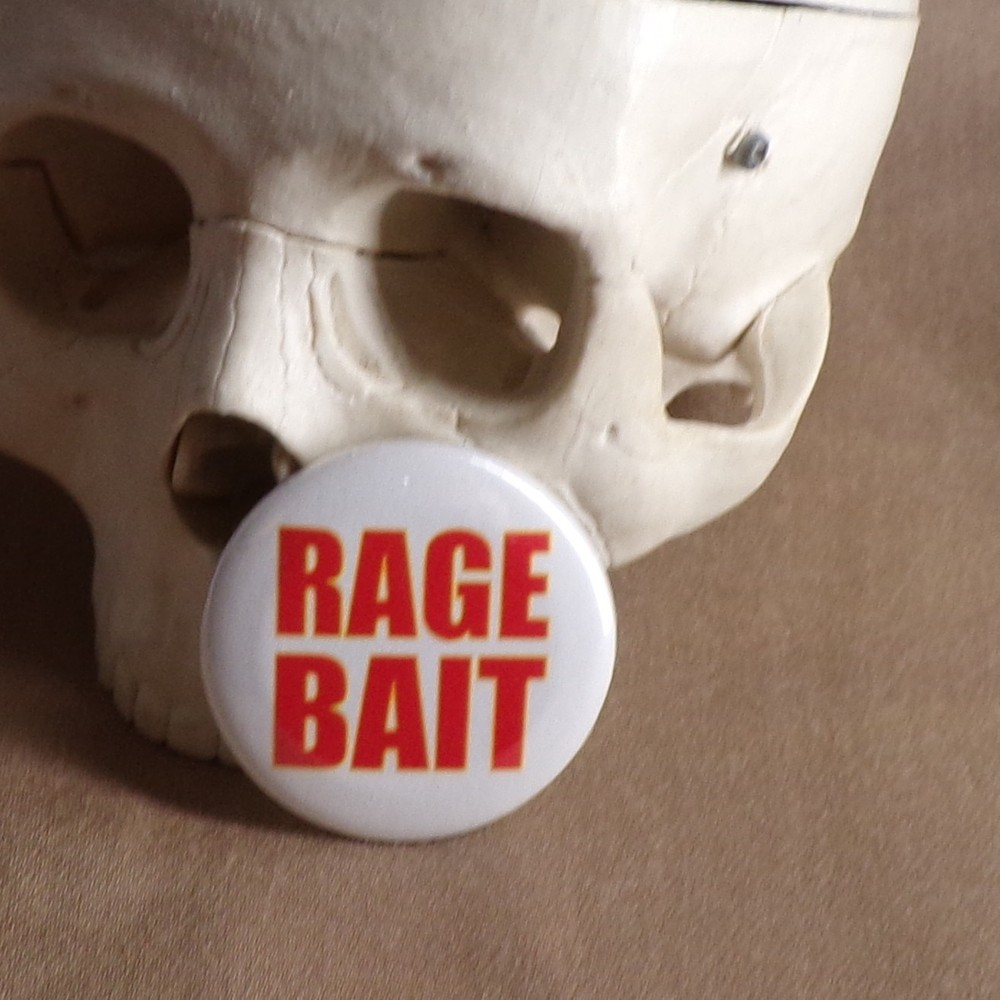 Rage Bait 1.25” Button Trolling Internet Anger Meme Provocative Hate Griefer
