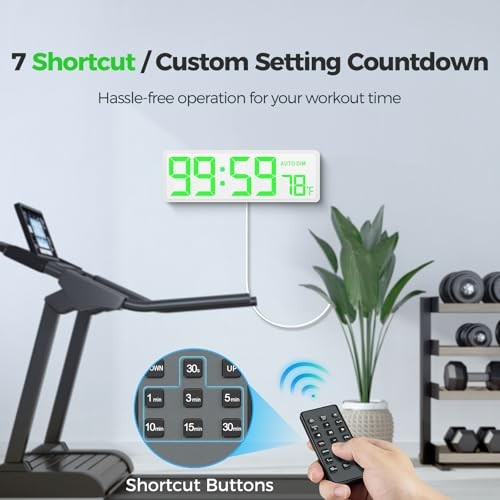 16.5" Large Digital Wall Timer Clock with Countdown Timer, Auto Dimmer, White