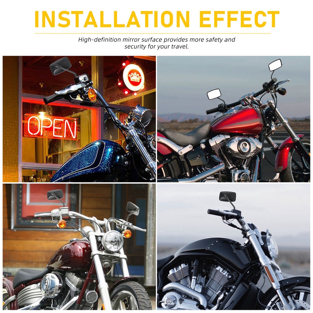 For Honda Shadow Phantom 750 VT750C2B Rectangular Motorcycle Mirrors Matte Black