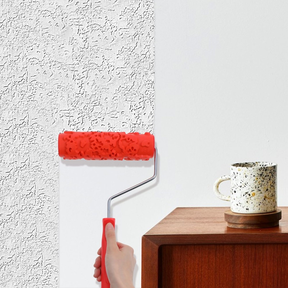 PercyEffie 2Pcs 7'' wall Texture Roller Paint Rollers for Painting Walls Red